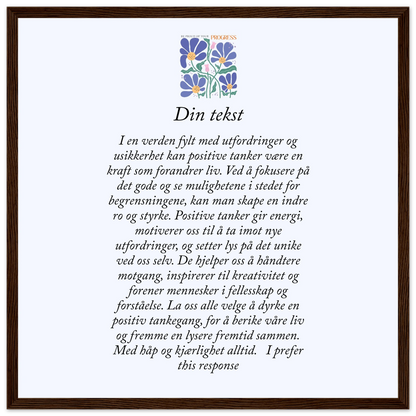 Personlig plakat i halvmatt papir med treramme – 29 inspirasjonsdesign - Trykk Uttrykk Print Material