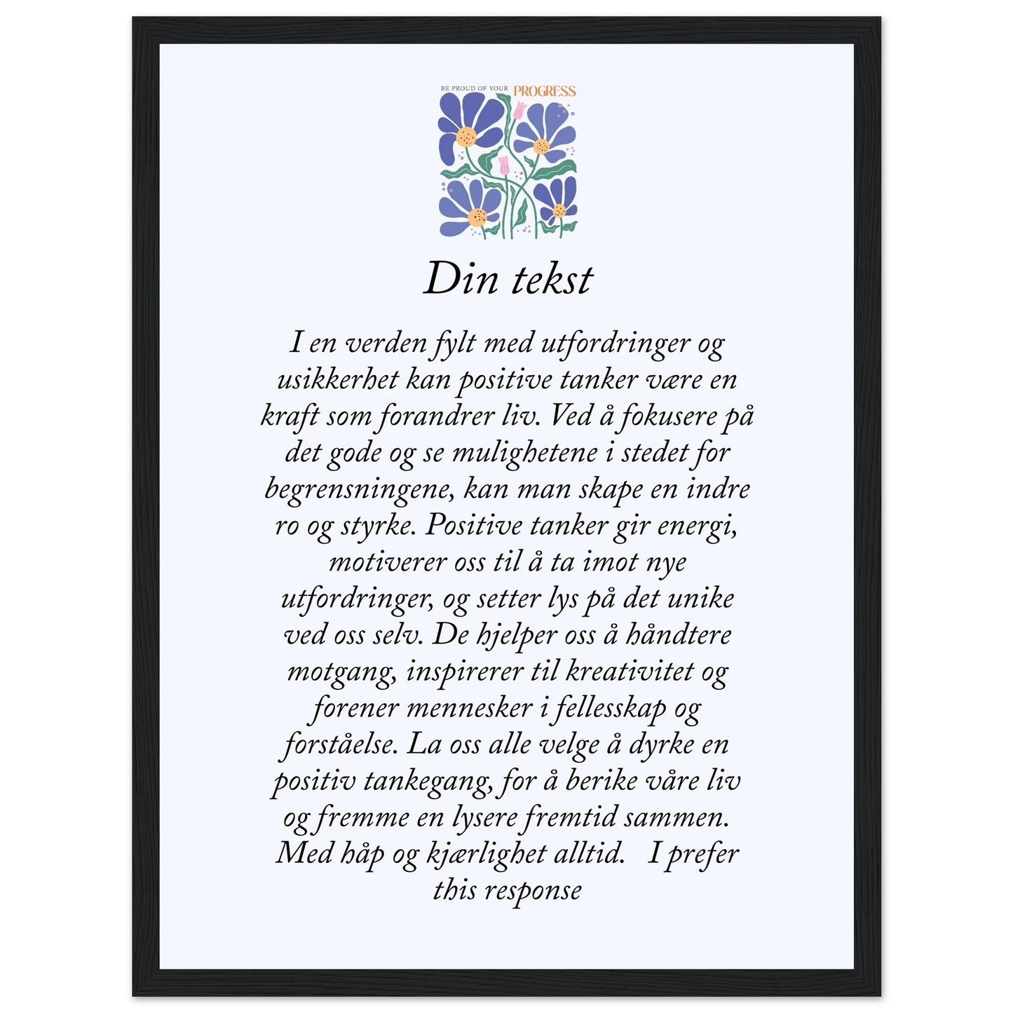 Personlig plakat i halvmatt papir med treramme – 29 inspirasjonsdesign - Trykk Uttrykk Print Material