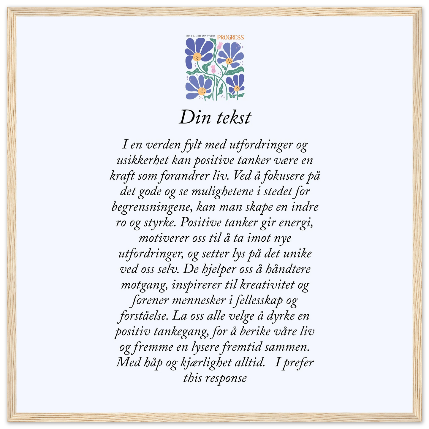 Personlig plakat i halvmatt papir med treramme – 29 inspirasjonsdesign - Trykk Uttrykk Print Material