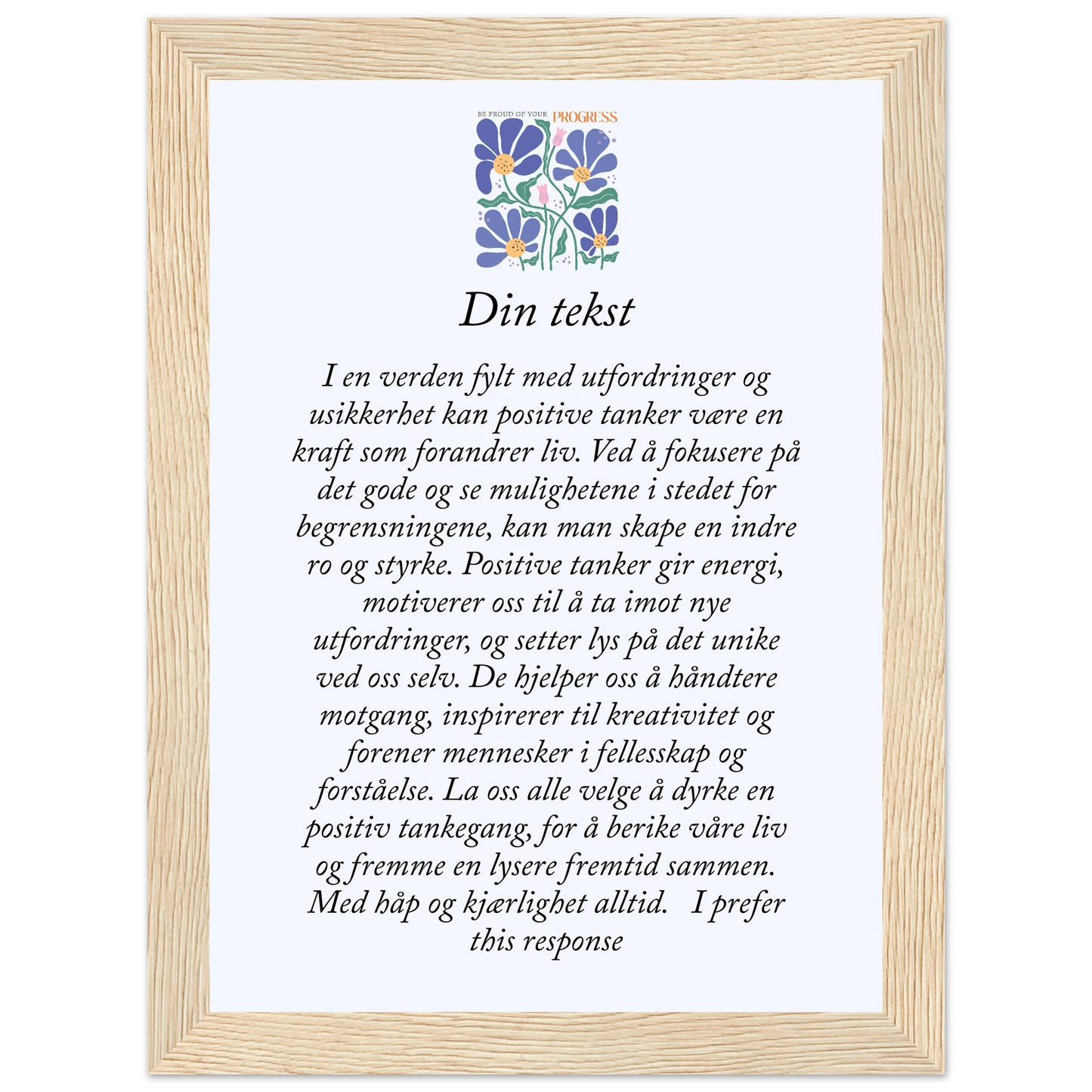 Personlig plakat i halvmatt papir med treramme – 29 inspirasjonsdesign - Trykk Uttrykk Print Material