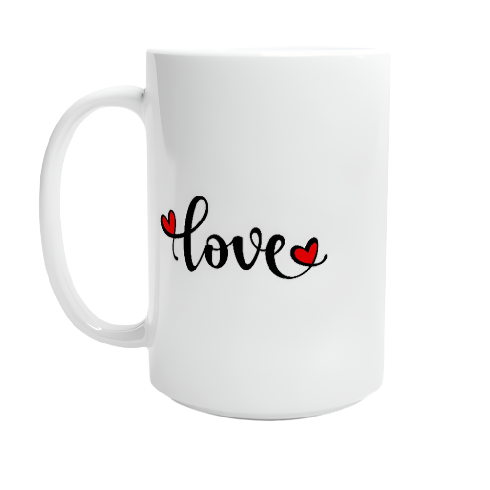 Hvit 15 oz keramikkopp – 40 Valentinsdesign - Trykk Uttrykk Print Material (Store description) #