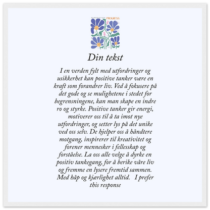 Personlig plakat i halvmatt papir med treramme – 29 inspirasjonsdesign - Trykk Uttrykk Print Material
