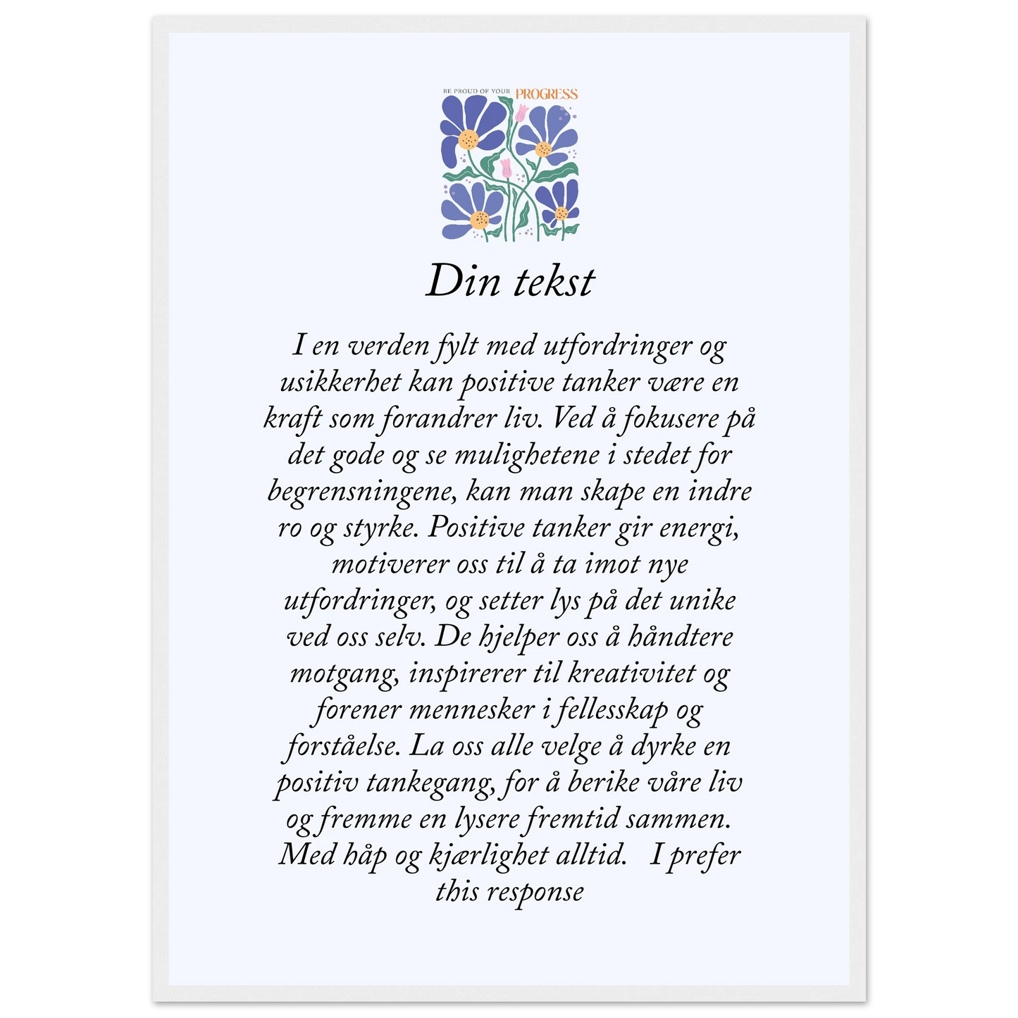 Personlig plakat i halvmatt papir med treramme – 29 inspirasjonsdesign - Trykk Uttrykk Print Material