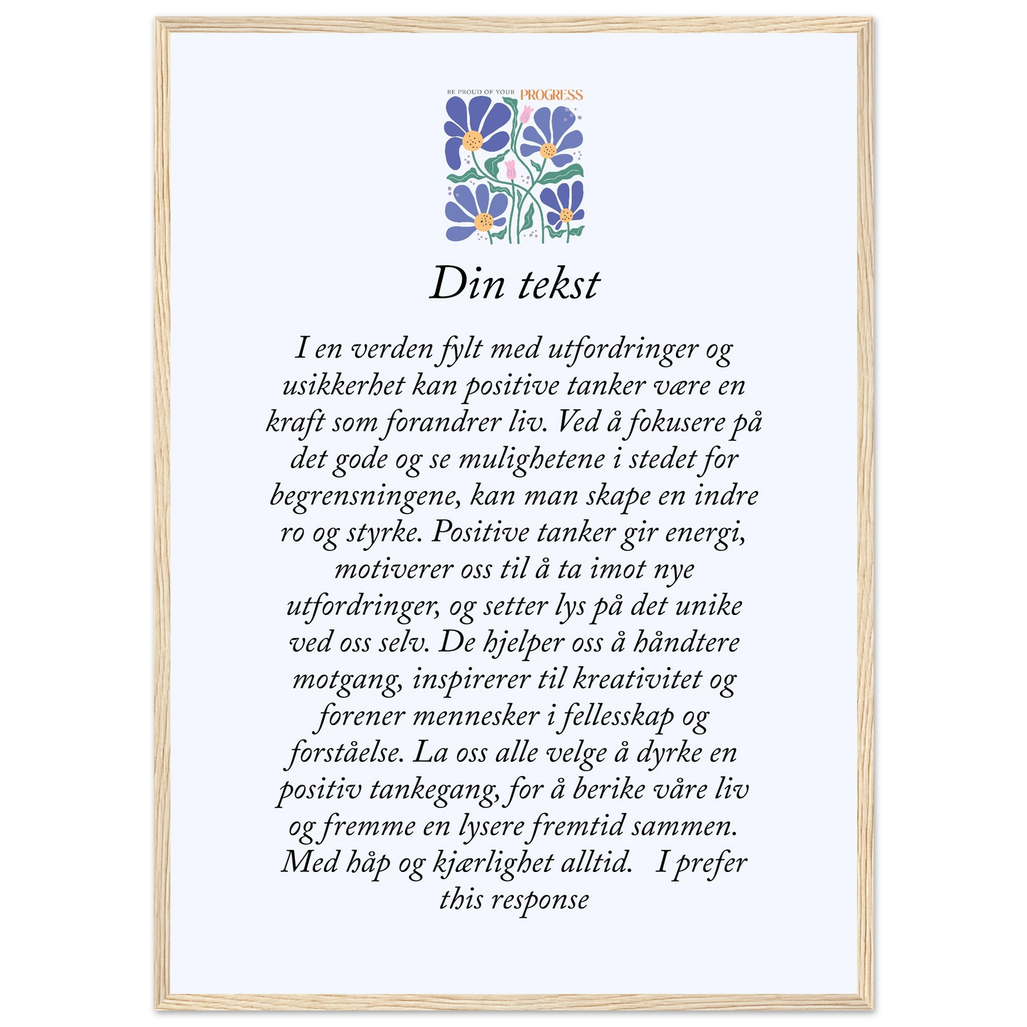 Personlig plakat i halvmatt papir med treramme – 29 inspirasjonsdesign - Trykk Uttrykk Print Material