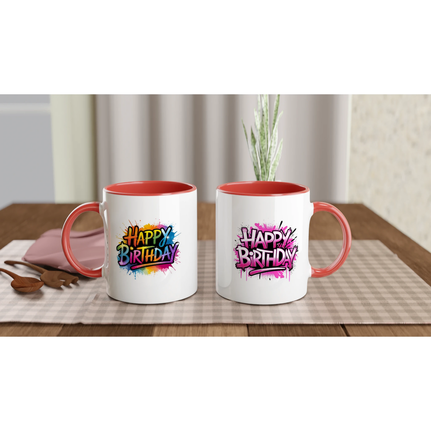Keramikkkopp med farget innside – 95 bursdagsdesign  (11 oz) - Trykk Uttrykk Print Material