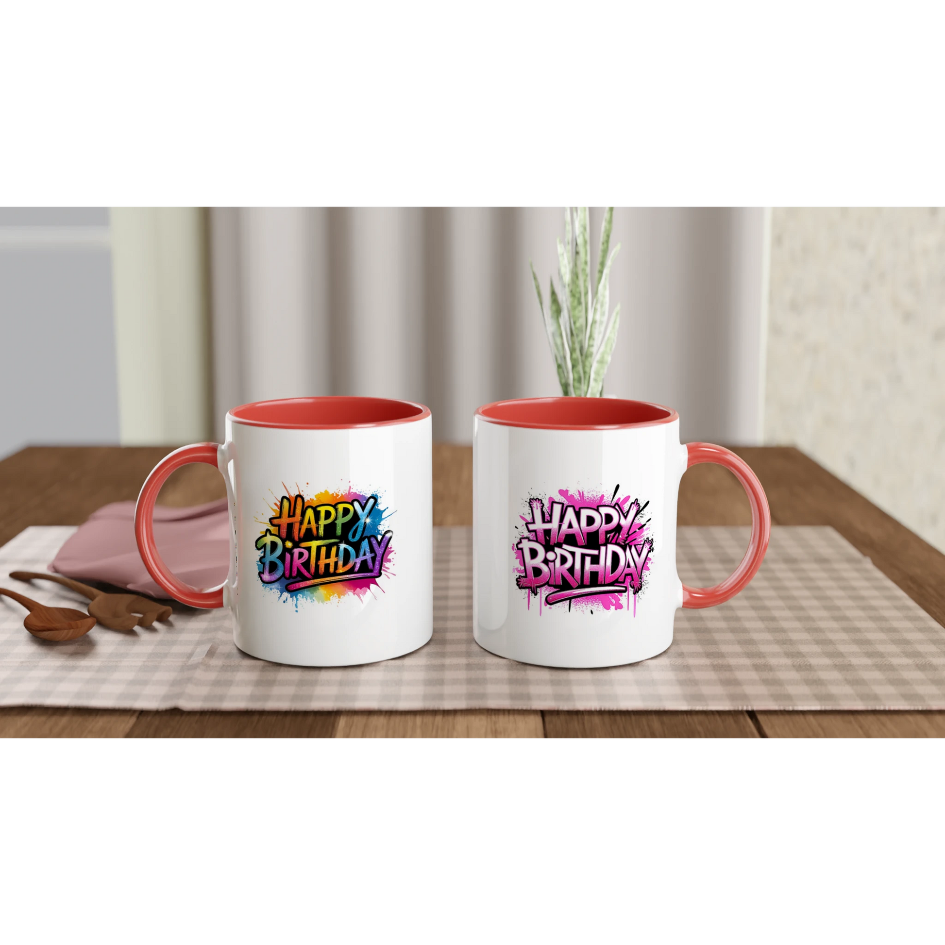 Keramikkkopp med farget innside – 95 bursdagsdesign  (11 oz) - Trykk Uttrykk Print Material