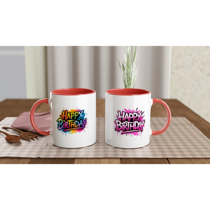 Keramikkkopp med farget innside – 95 bursdagsdesign  (11 oz) - Trykk Uttrykk Print Material