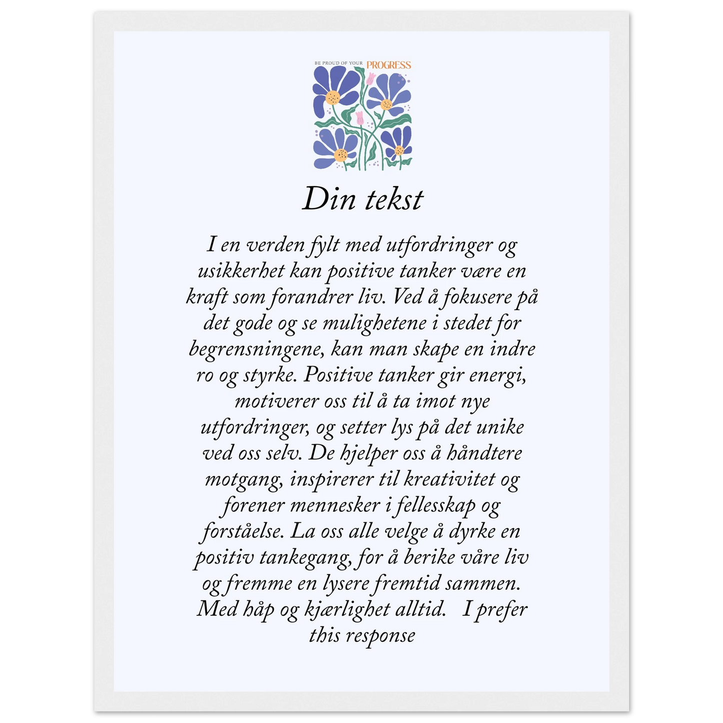 Personlig plakat i halvmatt papir med treramme – 29 inspirasjonsdesign - Trykk Uttrykk Print Material