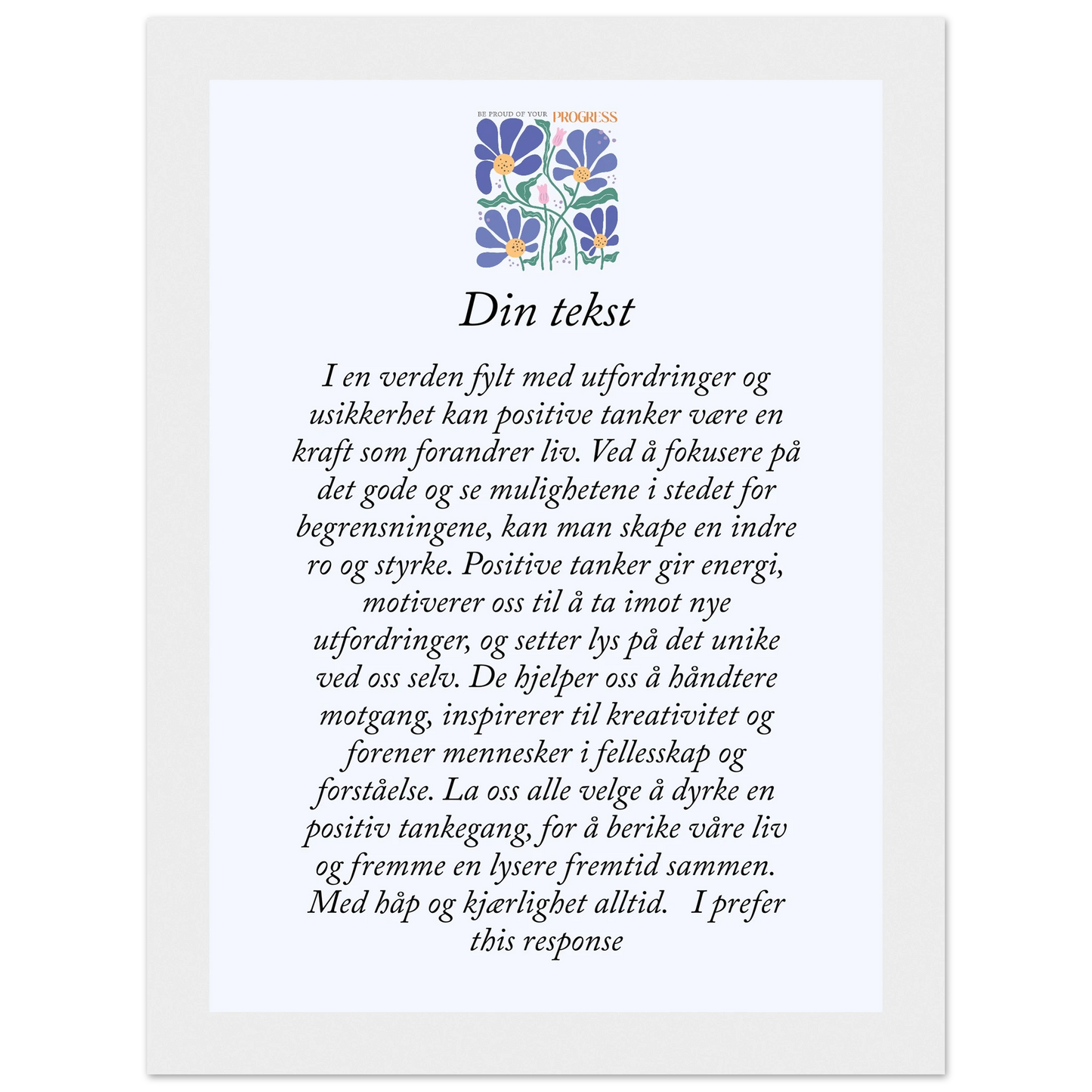 Personlig plakat i halvmatt papir med treramme – 29 inspirasjonsdesign - Trykk Uttrykk Print Material