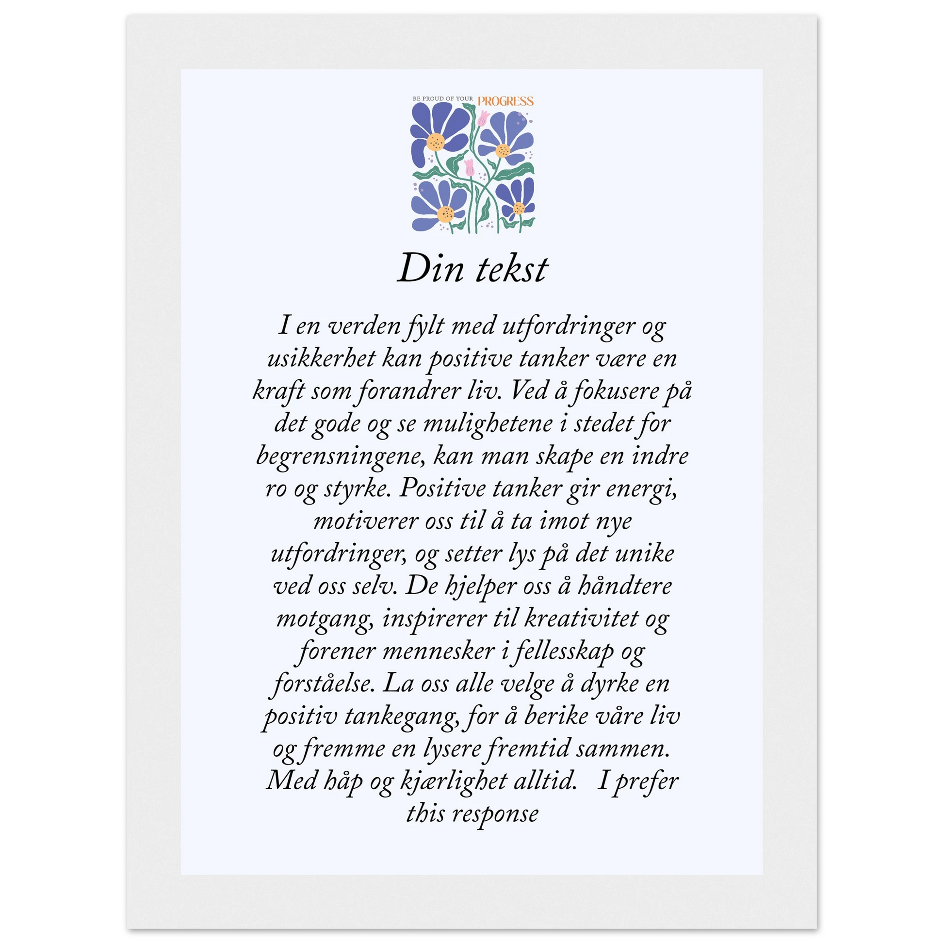 Personlig plakat i halvmatt papir med treramme – 29 inspirasjonsdesign - Trykk Uttrykk Print Material