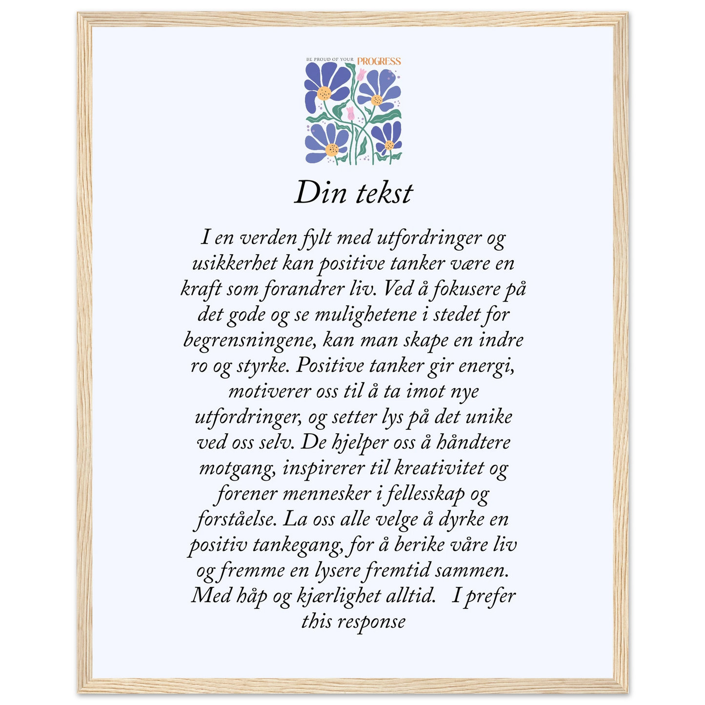 Personlig plakat i halvmatt papir med treramme – 29 inspirasjonsdesign - Trykk Uttrykk Print Material
